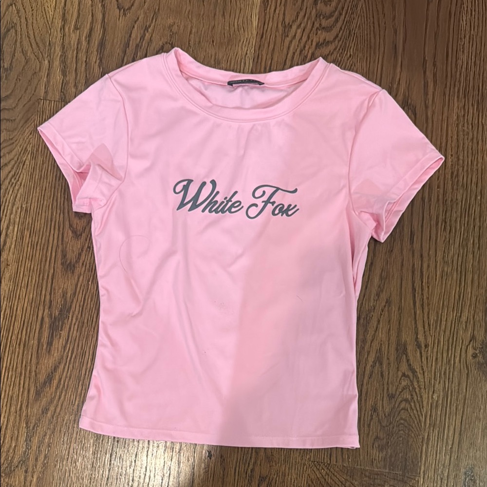 White fox Women's Pink Logo baby tee - Picture 1 of 4